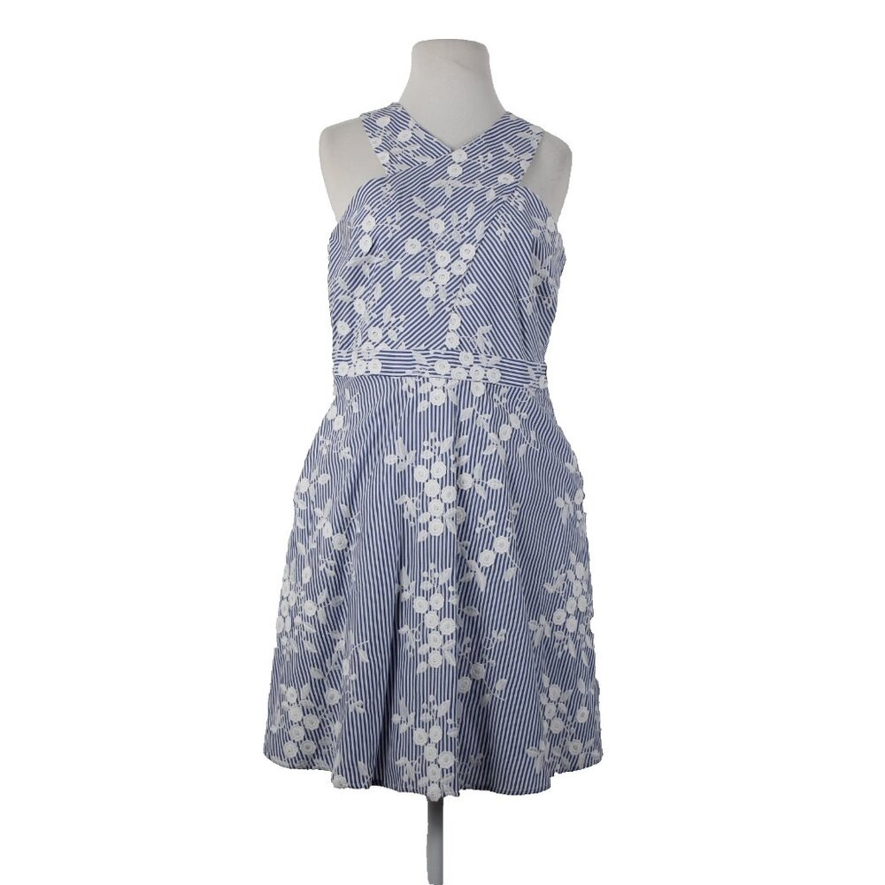 Sam Edelman $148 Sz 6 Blue White Floral Pockets Lined 100% Cotton Dress